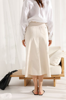 Krem teksas suknja sa prednjim šlicem Tiffany Production